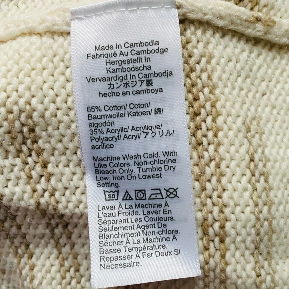 J.Crew Women’s Cream Raglan Space-dyed Long Sleeve Knit Sweater Size Small